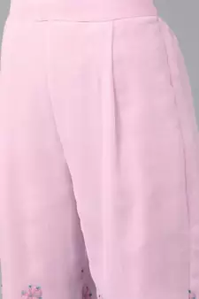 Handmade Baby Pink Georgette Lucknowi Chikankari Women Unstitched Suit Piece