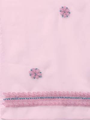 Handmade Baby Pink Georgette Lucknowi Chikankari Women Unstitched Suit Piece 4