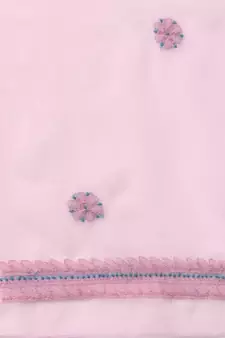 Handmade Baby Pink Georgette Lucknowi Chikankari Women Unstitched Suit Piece