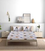 Siroki Bond cream Premium Cotton Printed Bedsheets with Pillow Cover