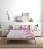Siroki Bond Off White Premium Cotton Printed Bedsheets with Pillow Cover
