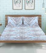 Siroki Bond Purple Premium Cotton Printed Bedsheets with Pillow Cover