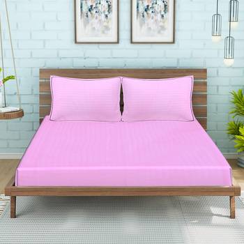 Siroki Bond Purple Premium Cotton Solid Bedsheets with PillowCover 1