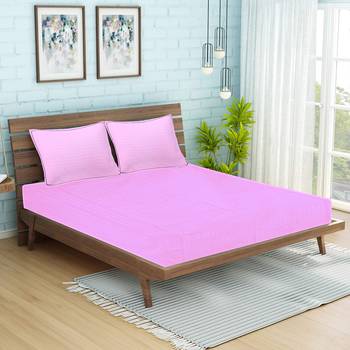 Siroki Bond Purple Premium Cotton Solid Bedsheets with PillowCover 2