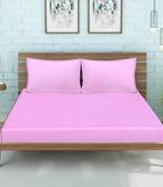 Siroki Bond Purple Premium Cotton Solid Bedsheets with PillowCover