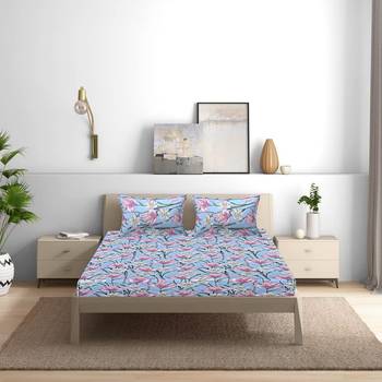 Siroki Bond Silver Premium Cotton Printed Bedsheets with Pillow Cover 1