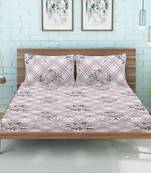 Siroki Bond silver Premium Cotton Printed Bedsheets with Pillow Cover