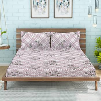 Siroki Bond silver Premium Cotton Printed Bedsheets with Pillow Cover 1