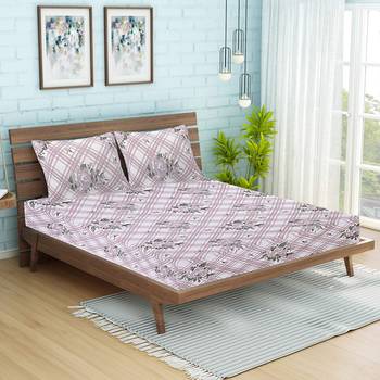 Siroki Bond silver Premium Cotton Printed Bedsheets with Pillow Cover 2