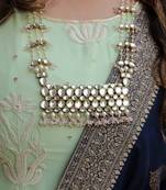Pastel Pink Beads Kundan Necklace Set 