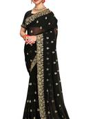 Black embroidered georgette saree with blouse