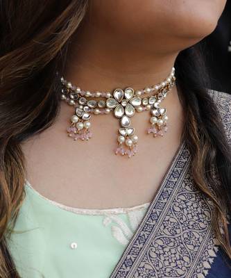 Dual Tone Kundan Necklace Set 1