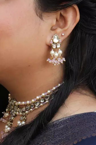 Dual Tone Kundan Necklace Set