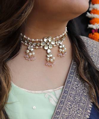 Dual Tone Kundan Necklace Set 3