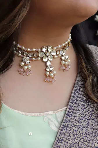 Dual Tone Kundan Necklace Set