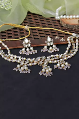 Dual Tone Kundan Necklace Set