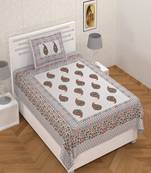 Satarangi Gold Paisley Print 180 TC 100% Cotton Single Bed Sheet with 1 Pillow Cover