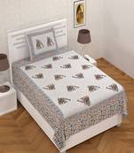 Jaipuri Traditional Gold Elephant Printed 180 TC 100% Cotton Single Bed Sheet With 1 Pillow Cover