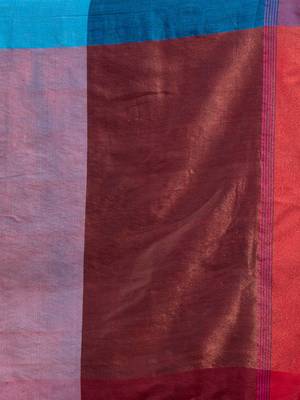Sapphire Blue Pure Cotton handwoven soft Saree with zari pallu 5