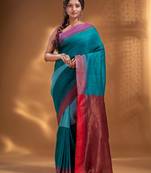 Teals Pure Cotton handwoven soft Saree with zari pallu