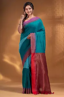 Teals Pure Cotton handwoven soft Saree with zari pallu