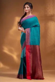 Teals Pure Cotton handwoven soft Saree with zari pallu