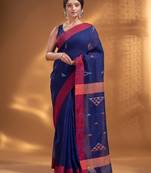 Blue Linen handwoven soft Saree with texture design