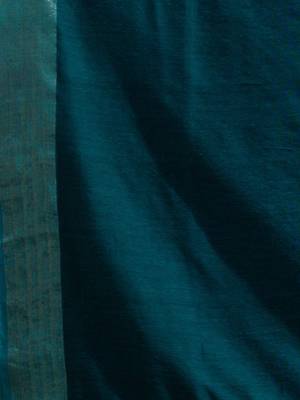 Teal Pure Cotton handwoven soft Saree with zari border 5