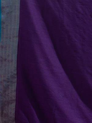Grey and Purple Half & Half Pure Cotton handwoven soft Saree with zari border 5