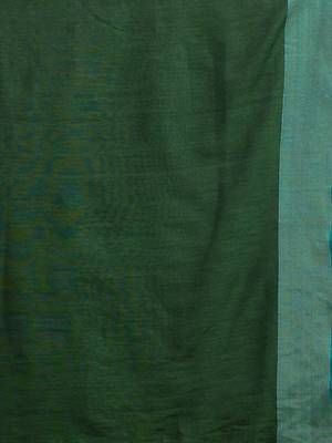 Mustard and Green Half & Half Pure Cotton handwoven soft Saree with zari border 5