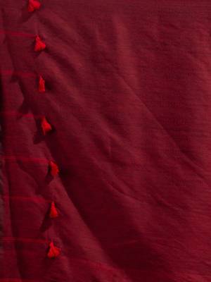 Black Pure Cotton handwoven soft Saree with pompom 5