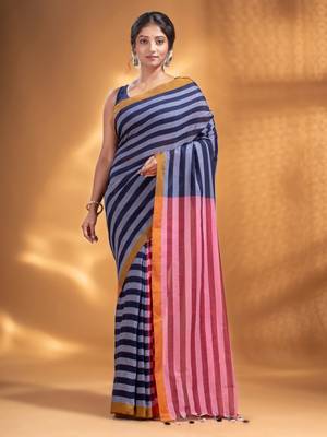 Black and Red Half & Half Pure Cotton handwoven soft Saree 1