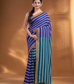 Blue and Teal Half & Half Pure Cotton handwoven soft Saree