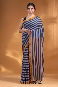 Black and Brown Half & Half Pure Cotton handwoven soft Saree