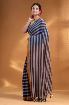 Black and Brown Half & Half Pure Cotton handwoven soft Saree
