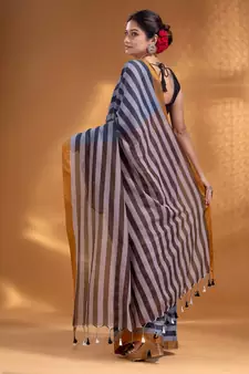 Black and Brown Half & Half Pure Cotton handwoven soft Saree