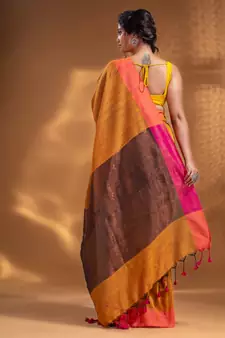 Yellow Pure Cotton Woven Design soft Saree with zari pallu
