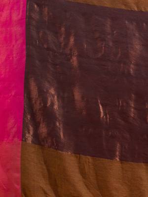 Peanut Brown Pure Cotton Woven Design soft Saree with zari pallu 5