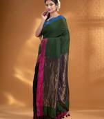 Green Pure Cotton Woven Design soft Saree with zari pallu