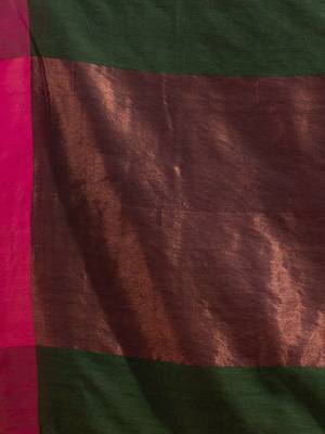 Bottol Green Pure Cotton Woven Design soft Saree with zari pallu 5