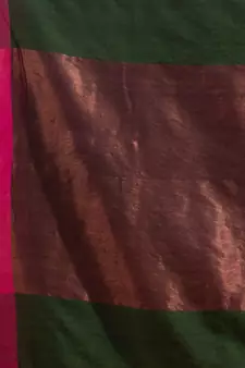 Bottol Green Pure Cotton Woven Design soft Saree with zari pallu
