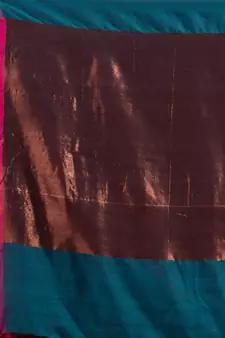 Teal Pure Cotton Woven Design soft Saree with zari pallu
