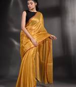 Yellow Tissue handwoven soft saree