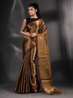 Brownies Gold Tissue handwoven soft saree 1