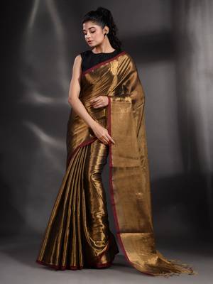 Brownies Gold Tissue handwoven soft saree 2