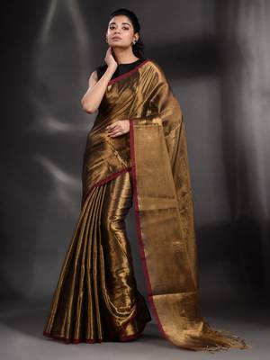 Brownies Gold Tissue handwoven soft saree 3