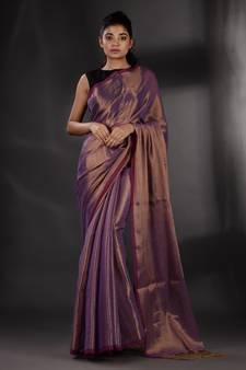 Purple Tissue handwoven soft saree
