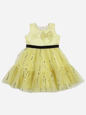 Yellow hand woven polyester kids-girl-gowns 1