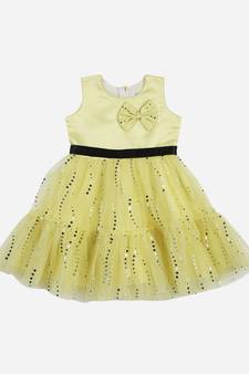 Yellow hand woven polyester kids-girl-gowns