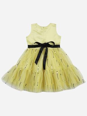 Yellow hand woven polyester kids-girl-gowns 2